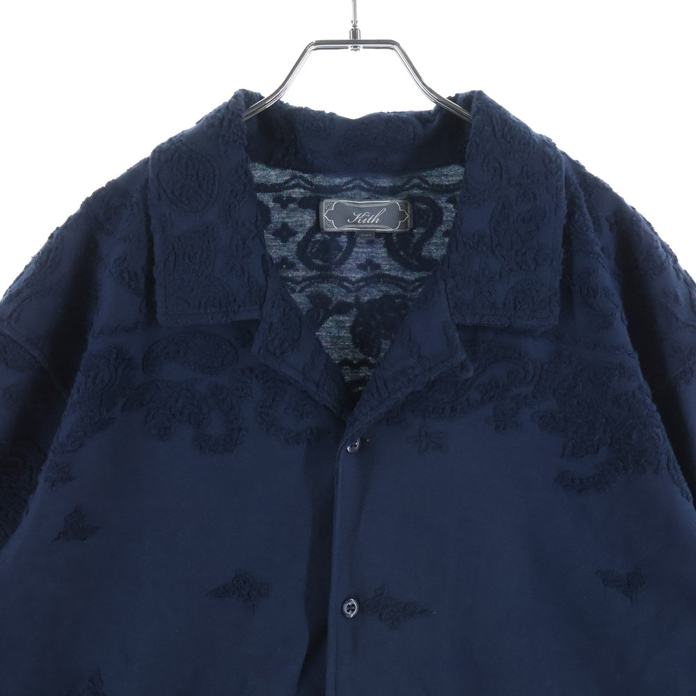 KITH(キス) 25SS Bandana Micro Terry Thompson Camp Collar Shirt バンダナマイクロテリー トンプソン キャンプカラーシャツ ネイビー