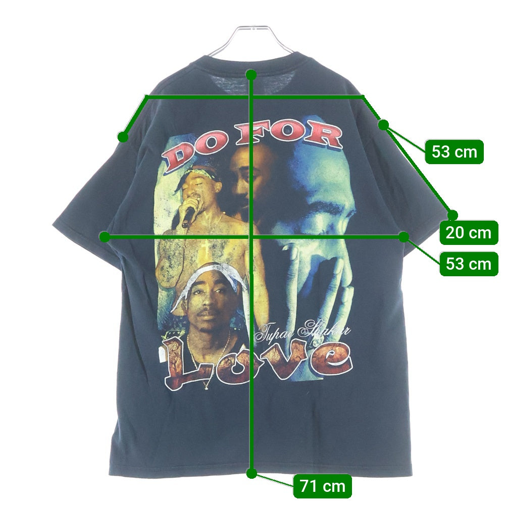 VINTAGE(ヴィンテージ) 00s 2PAC DO FOR LOVE RAP BOOTLEG トゥーパック 両面プリント半袖Tシャツ ラップTシャツ JERZEES ブラック