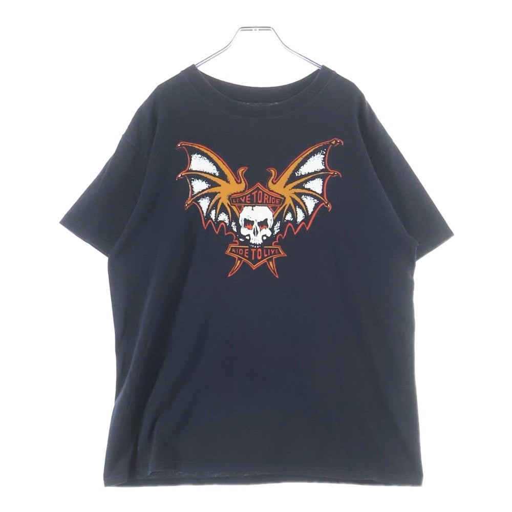 TENDERLOIN(テンダーロイン) T-TEE LIVE TO RIDE RIDE TO LIVE スカルプリントTシャツ ブラック