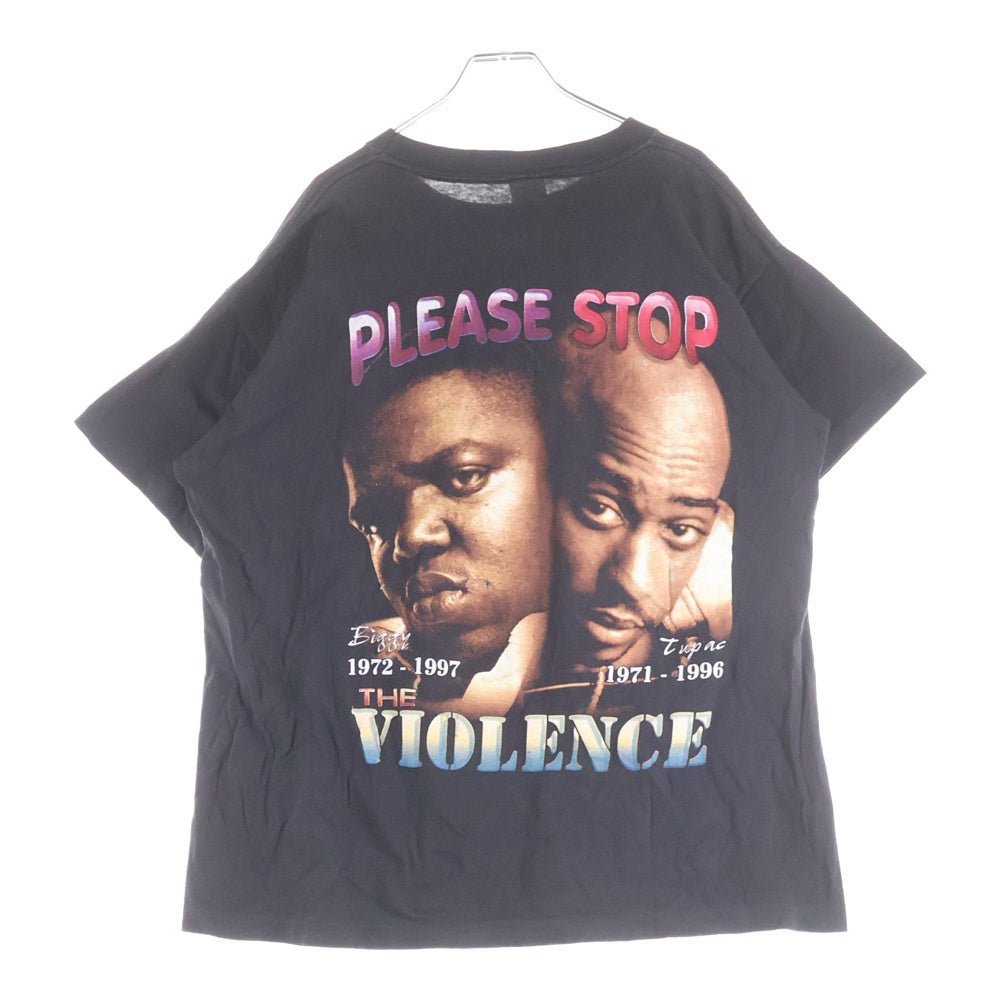 VINTAGE(ヴィンテージ) 90s TUPAC & THE NOTORIUS B.I.G MEMORY / PLEASE STOP THE VIOLENCE BOOTLEG トゥーパック ノートリアスビギー 両面プリントTシャツ ラップTシャツ ブラック