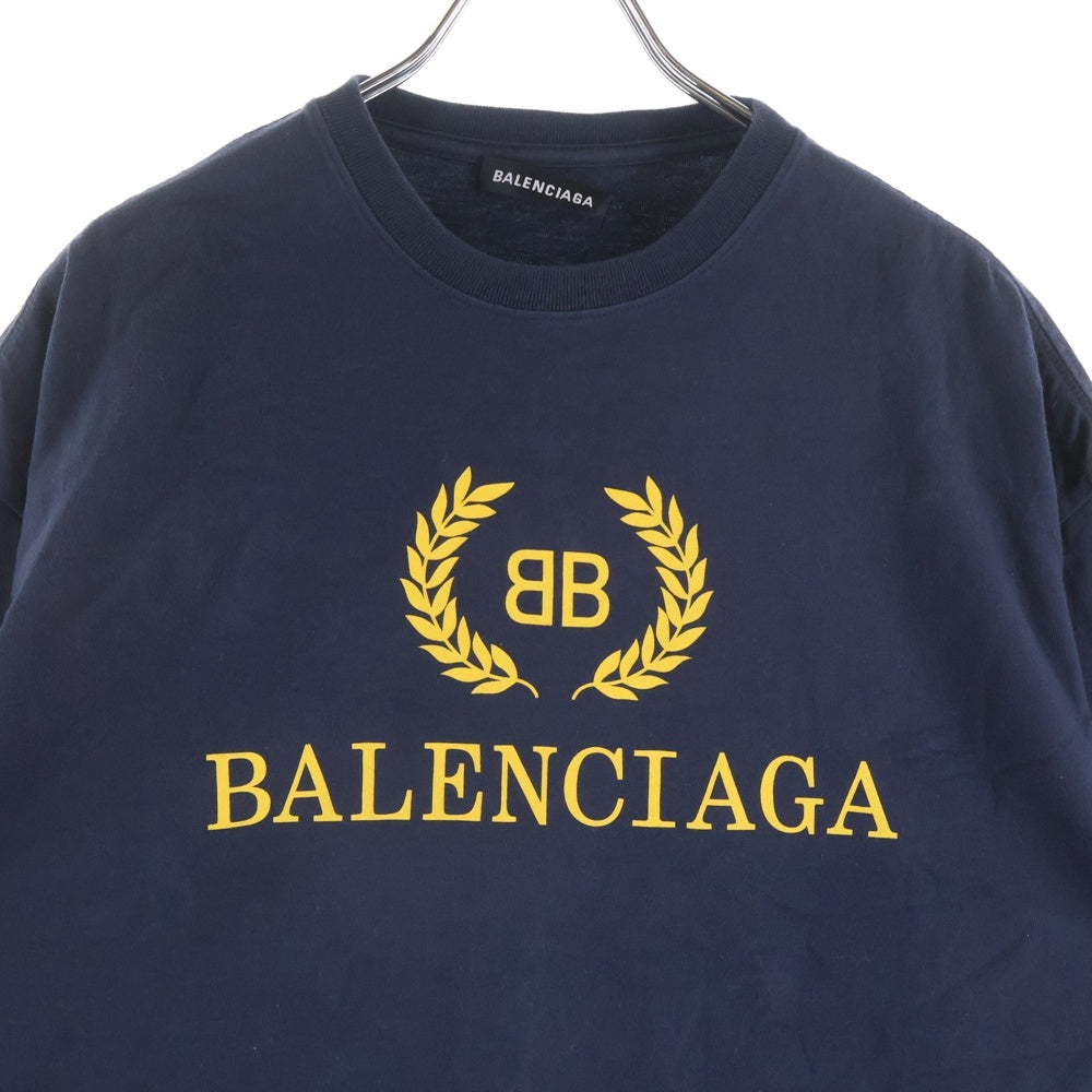 BALENCIAGA(バレンシアガ) 18AW BB LOGO T SHIRT BBロゴプリント クルーネック半袖Tシャツ カットソー ネイビー 535622 TAV04