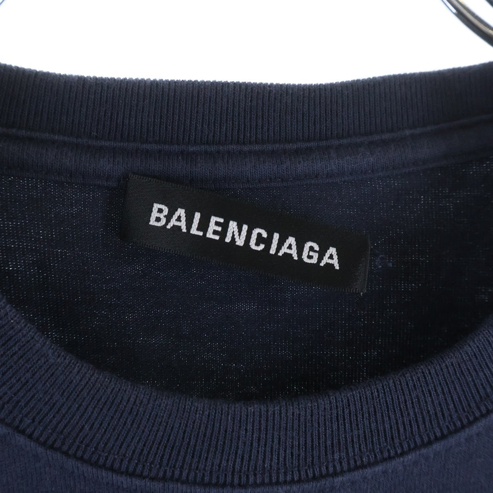 BALENCIAGA(バレンシアガ) 18AW BB LOGO T SHIRT BBロゴプリント クルーネック半袖Tシャツ カットソー ネイビー 535622 TAV04