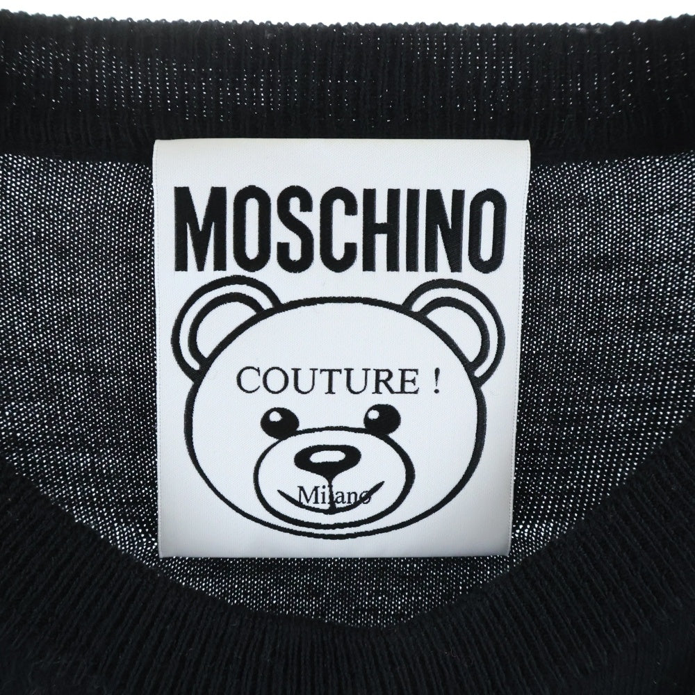 MOSCHINO(モスキーノ) ウール フロントベアーエンブロイダリー クルーネック ニットスウェット セーター ブラック QL0233100