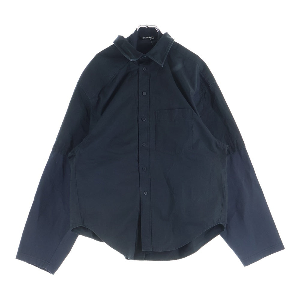 BALENCIAGA(バレンシアガ) 22SS BB ICON TROMPE LOEIL BBアイコン トロンプルイユ レイヤード 長袖シャツ ブラック 699227 TYB18