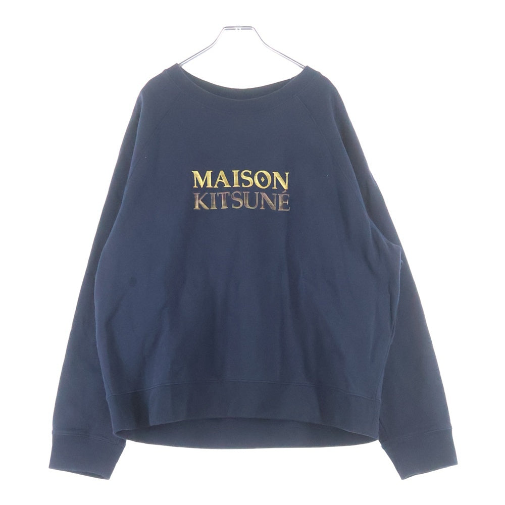MAISON KITSUNE(メゾンキツネ) フロントエンブロイダリーデザイン クルーネック スウェット トレーナー ネイビー NM00311KM0001