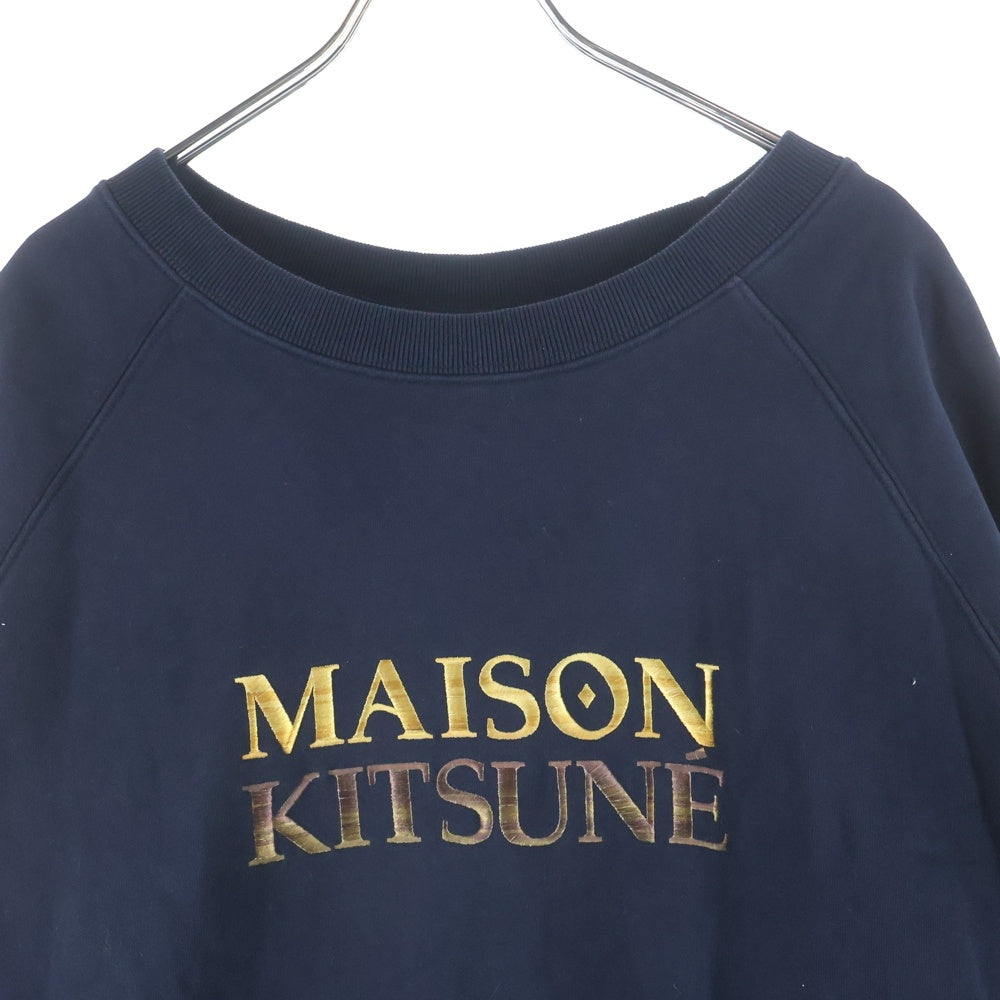MAISON KITSUNE(メゾンキツネ) フロントエンブロイダリーデザイン クルーネック スウェット トレーナー ネイビー NM00311KM0001