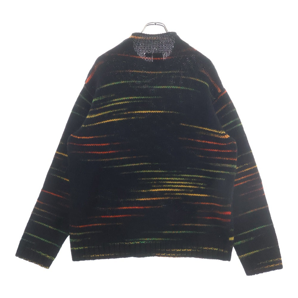 Armani Exchange(アルマーニ エクスチェンジ) ショルダーボタン ボーダーデザイン モックネック ニット セーター マルチカラー