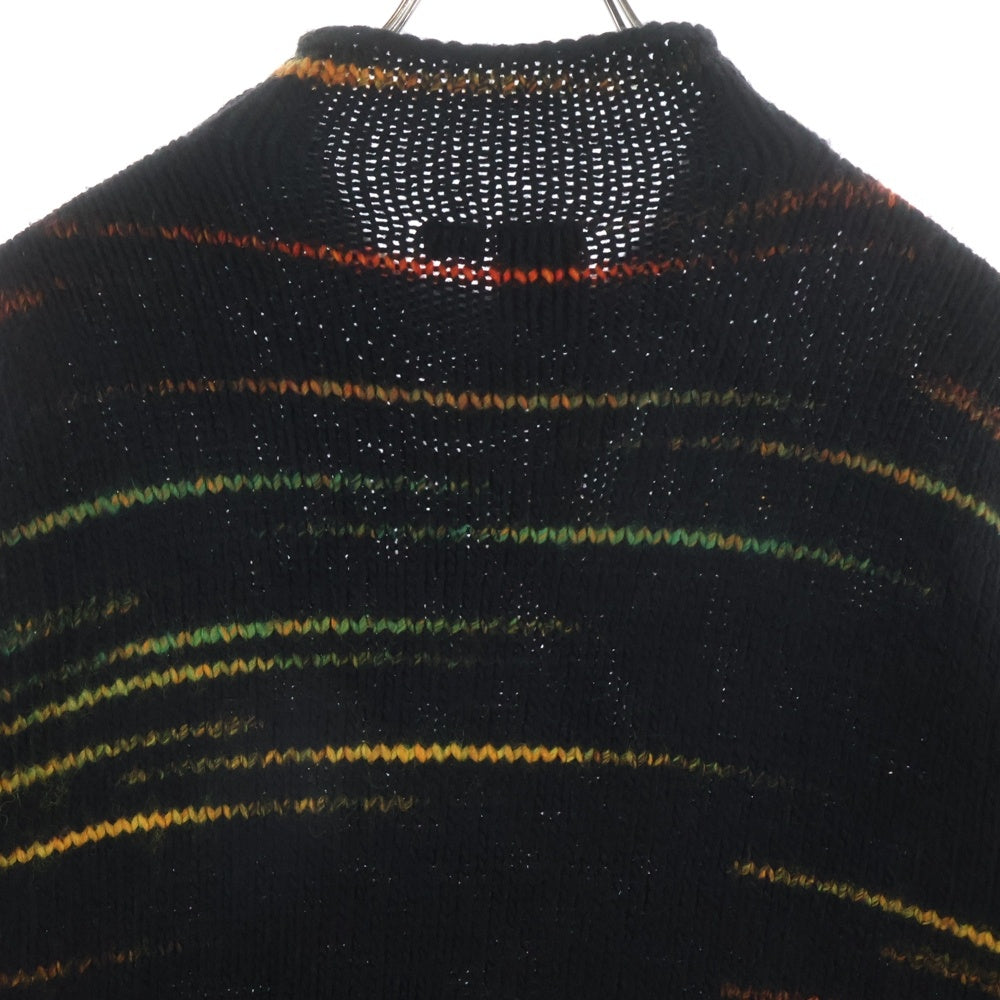 Armani Exchange(アルマーニ エクスチェンジ) ショルダーボタン ボーダーデザイン モックネック ニット セーター マルチカラー