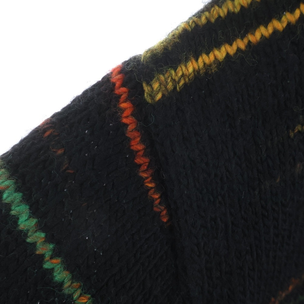 Armani Exchange(アルマーニ エクスチェンジ) ショルダーボタン ボーダーデザイン モックネック ニット セーター マルチカラー