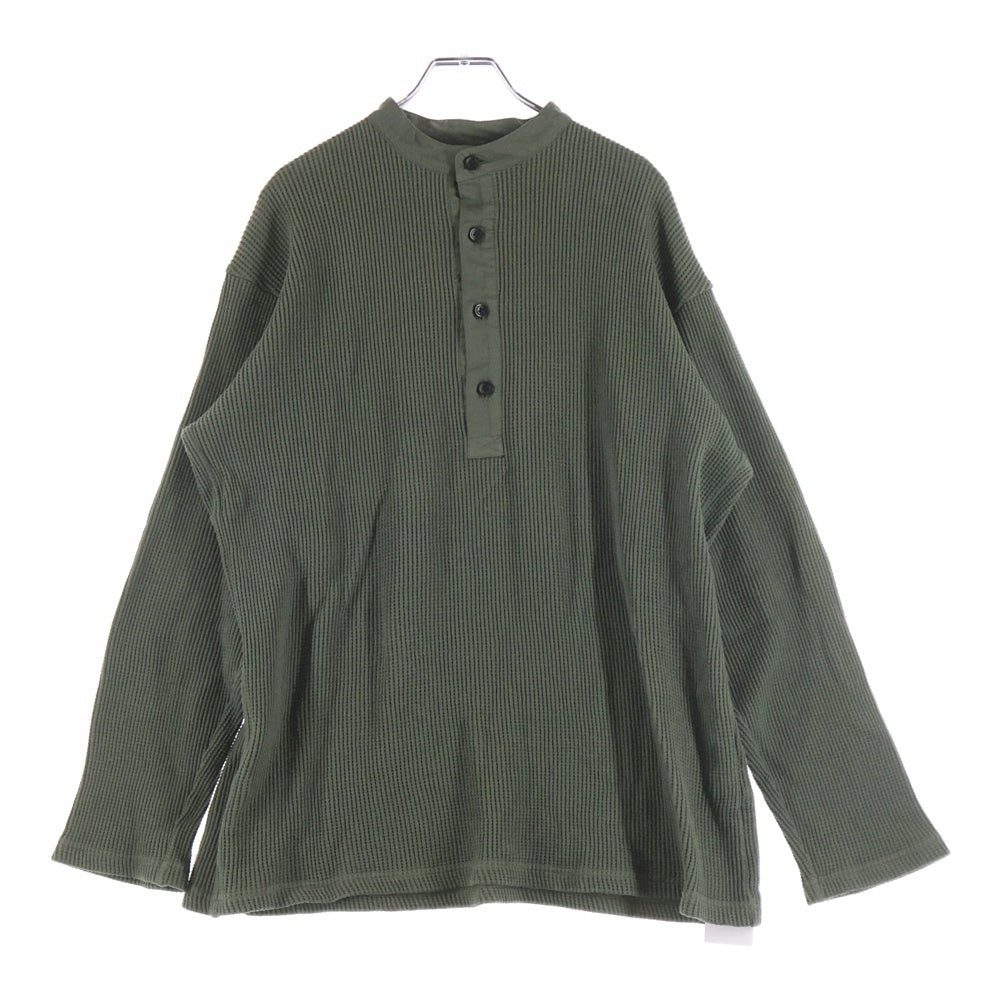 ISAMU KATAYAMA BACKLASH(イサムカタヤマバックラッシュ) BD TOP WAFFLE HENLEY NECK L/S TOPS GARMENT-DYED 強撚コットンワッフルヘンリーネック ロングスリーブカットソー カーキ 2139-01