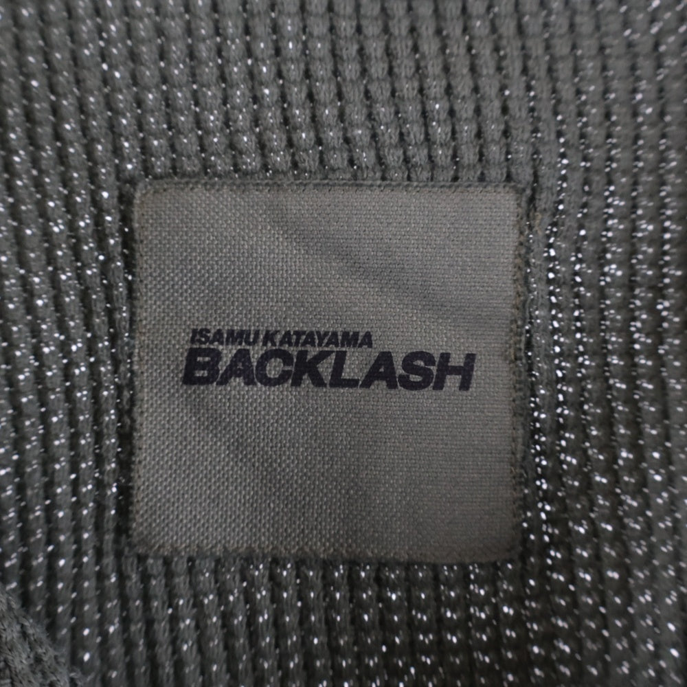 ISAMU KATAYAMA BACKLASH(イサムカタヤマバックラッシュ) BD TOP WAFFLE HENLEY NECK L/S TOPS GARMENT-DYED 強撚コットンワッフルヘンリーネック ロングスリーブカットソー カーキ 2139-01