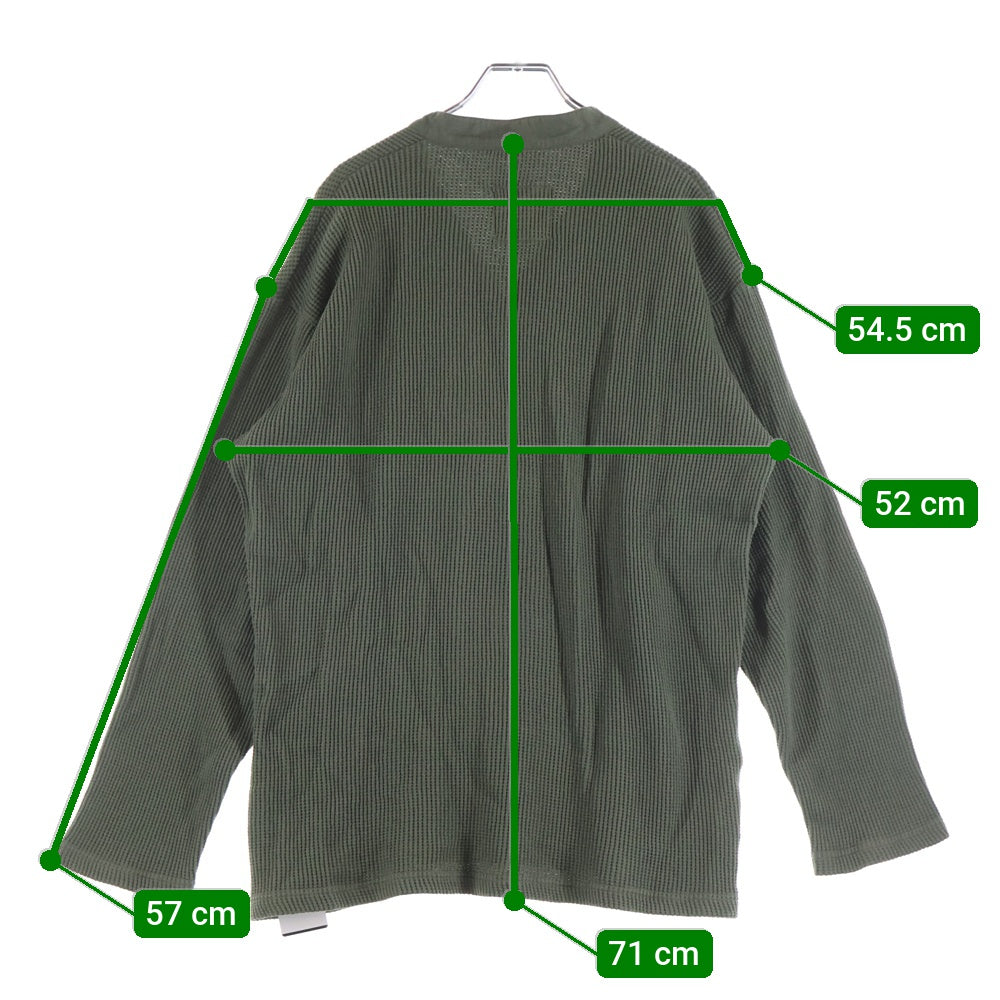 ISAMU KATAYAMA BACKLASH(イサムカタヤマバックラッシュ) BD TOP WAFFLE HENLEY NECK L/S TOPS GARMENT-DYED 強撚コットンワッフルヘンリーネック ロングスリーブカットソー カーキ 2139-01