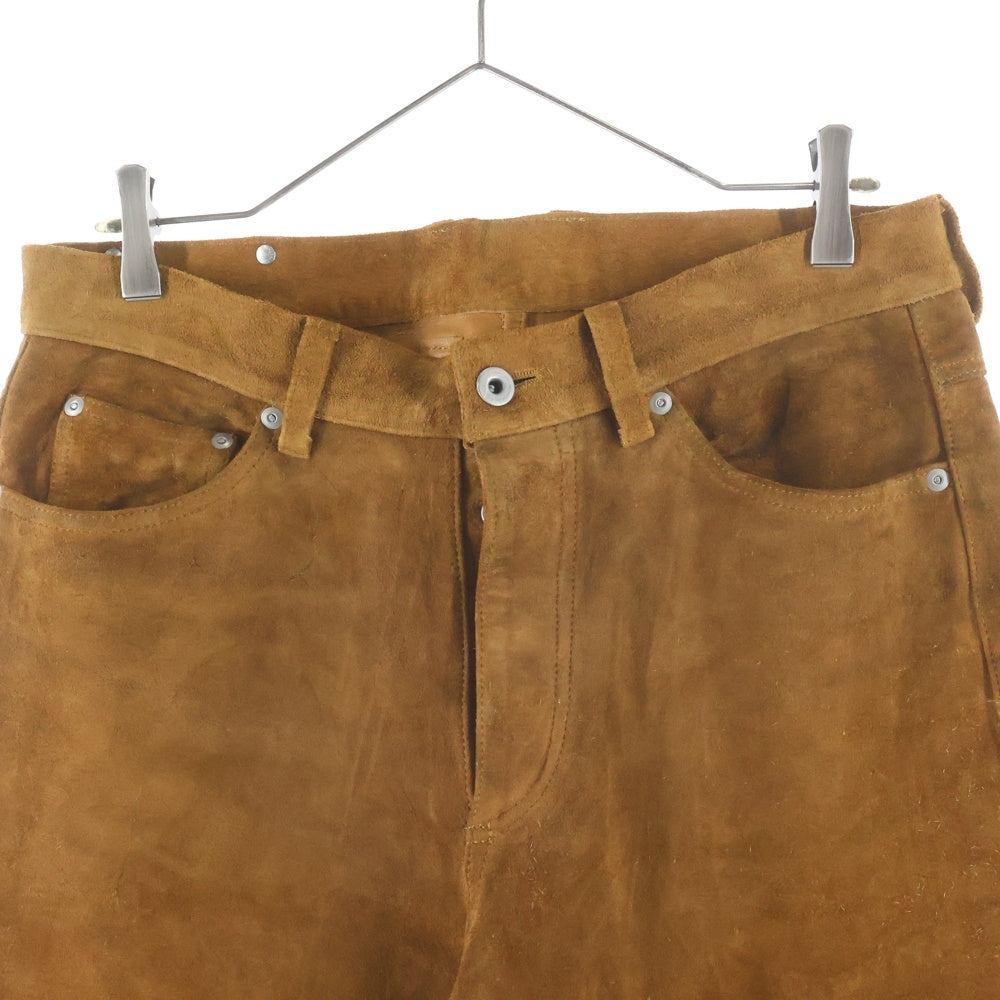 ISAMU KATAYAMA BACKLASH(イサムカタヤマバックラッシュ) ジャパンステアー ベロアスウェード コンビ鞣し ガーメントダイレザーパンツ 2128-01