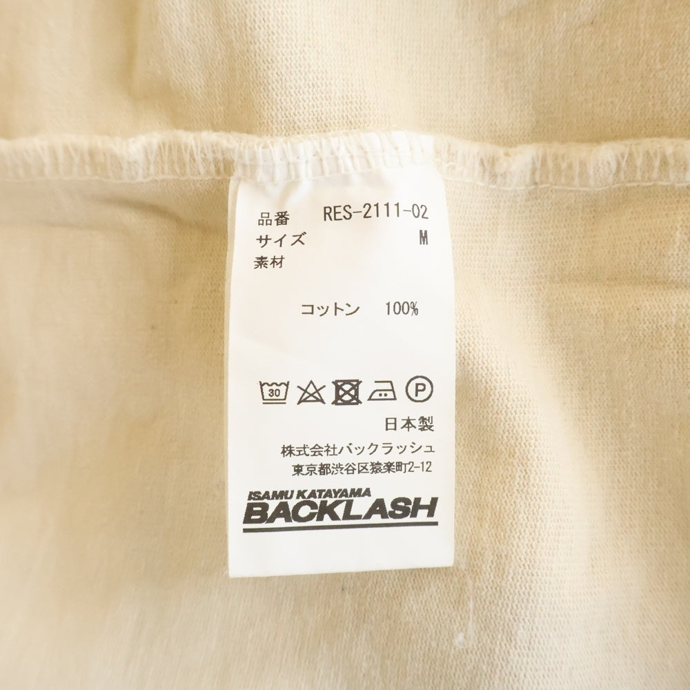 ISAMU KATAYAMA BACKLASH(イサムカタヤマバックラッシュ) 24SS ×RESURRECTION レザレクション コットン天竺製品染 ダメージ加工Tシャツ 長袖クルーネックカットソー ベージュ RES-2111-02