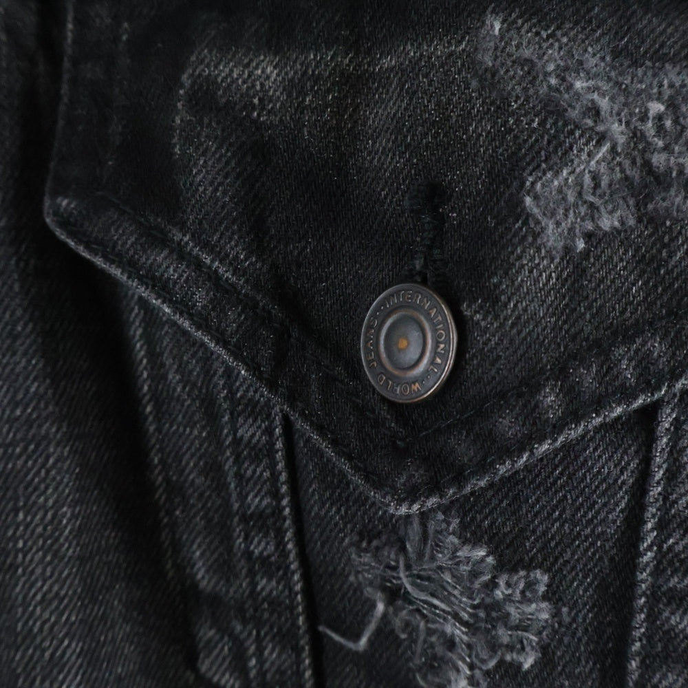 LEGENDA(レジェンダ) ダメージ加工 バックスカルプリント デニムジャケット ブラック LEJ108