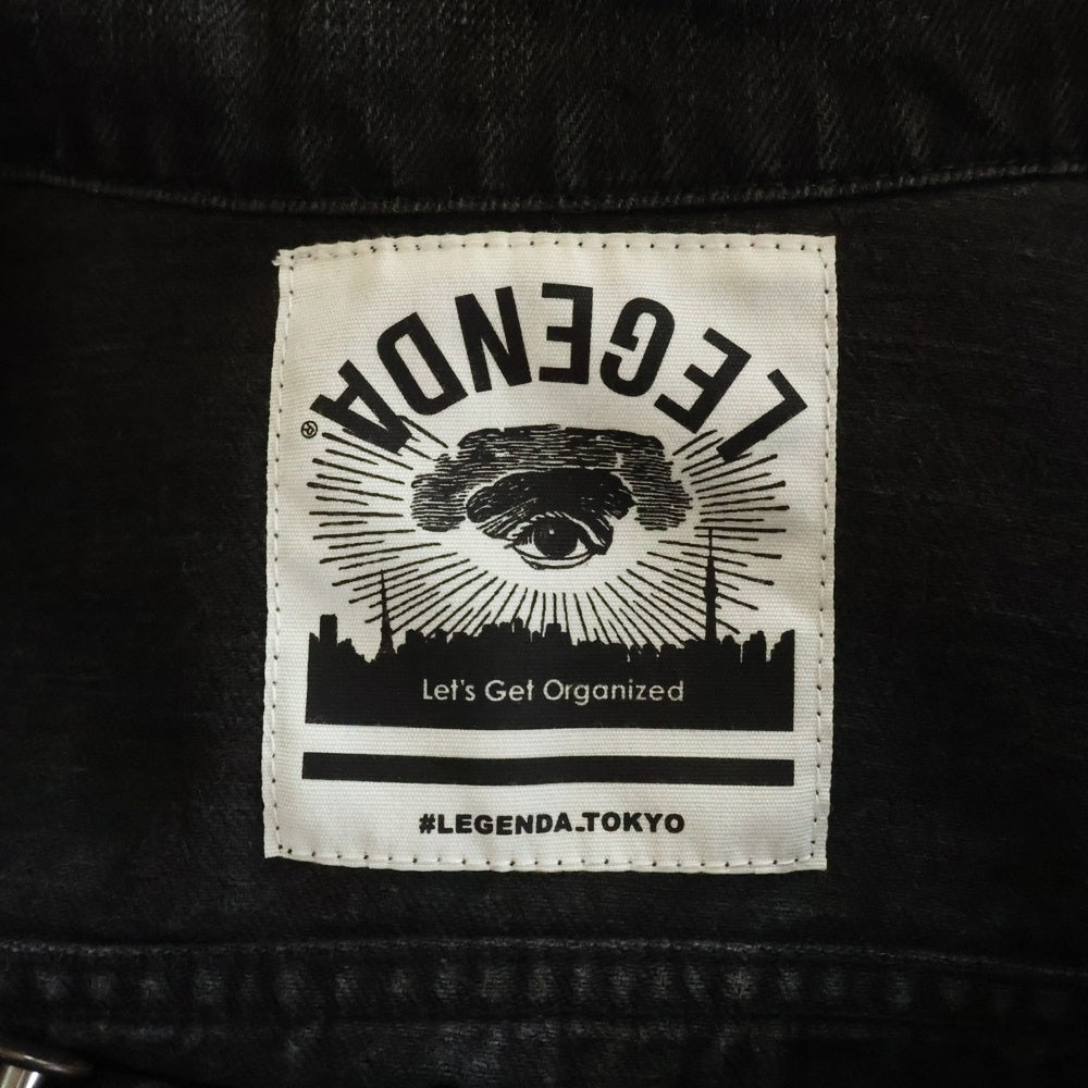 LEGENDA(レジェンダ) ダメージ加工 バックスカルプリント デニムジャケット ブラック LEJ108