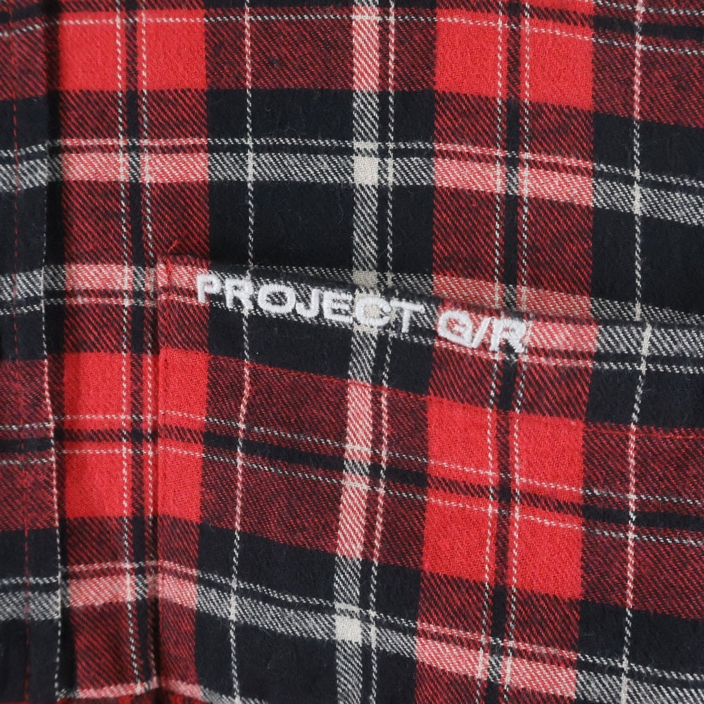 PROJECT G/R(プロジェクトジーアール) UPSIDE-DOWN CHECKED SHIRTS アップサイドダウン 再構築 ドッキング チェック長袖シャツ レッド