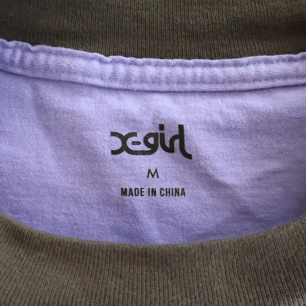 X-GIRL(エックスガール) RINGER S/S BIG TEE DRESS ネックリンガー オーバーサイズ 半袖Tシャツ カットソー パープル レディース 105232041011