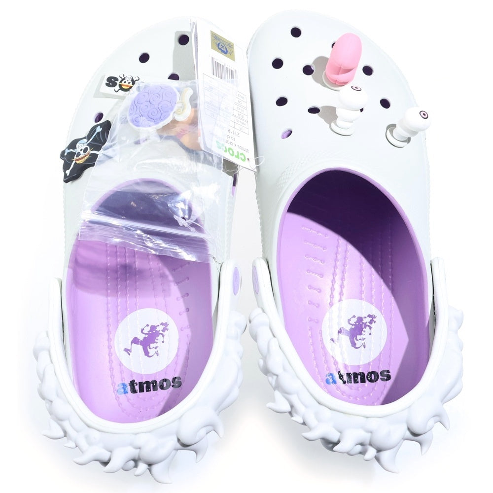 Crocs(クロックス) ×ATMOS GEAR5 CLASSIC RO CLOG ORCHID アトモス ギアファイブ クラシック ラバーアウトソール クロッグ ホワイト/パープル US8/26cm 211181-5pr