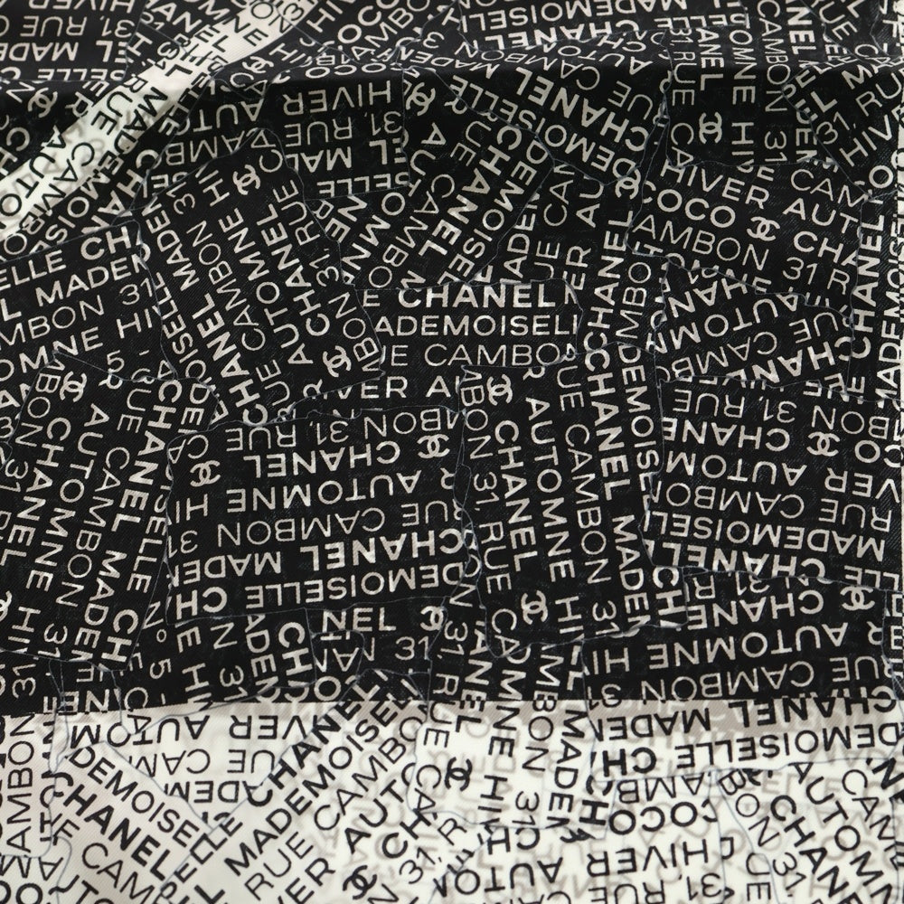 CHANEL(シャネル) イタリア製 モノクロロゴ ココマーク シルク 大判スカーフ ホワイト/ブラック レディース