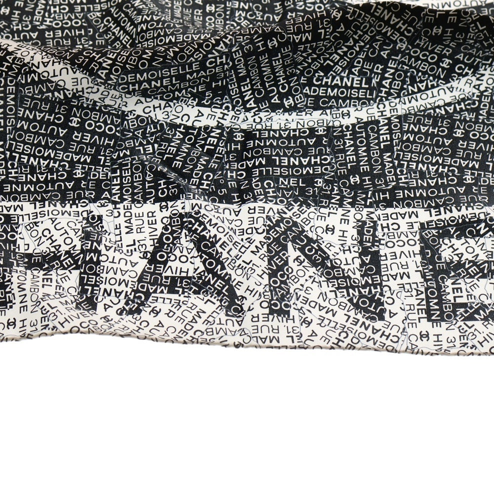 CHANEL(シャネル) イタリア製 モノクロロゴ ココマーク シルク 大判スカーフ ホワイト/ブラック レディース