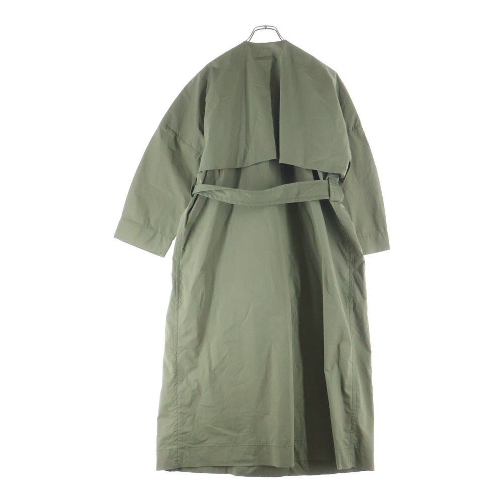 GANNI(ガニー) オーガニックコットン ノーカラー トレンチコート レディース カーキ