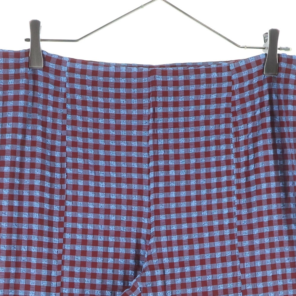 GANNI(ガニー) Gingham Check Pants ギンガムチェック サイドジップ シアサッカー パンツ レディース ブルー/レッド