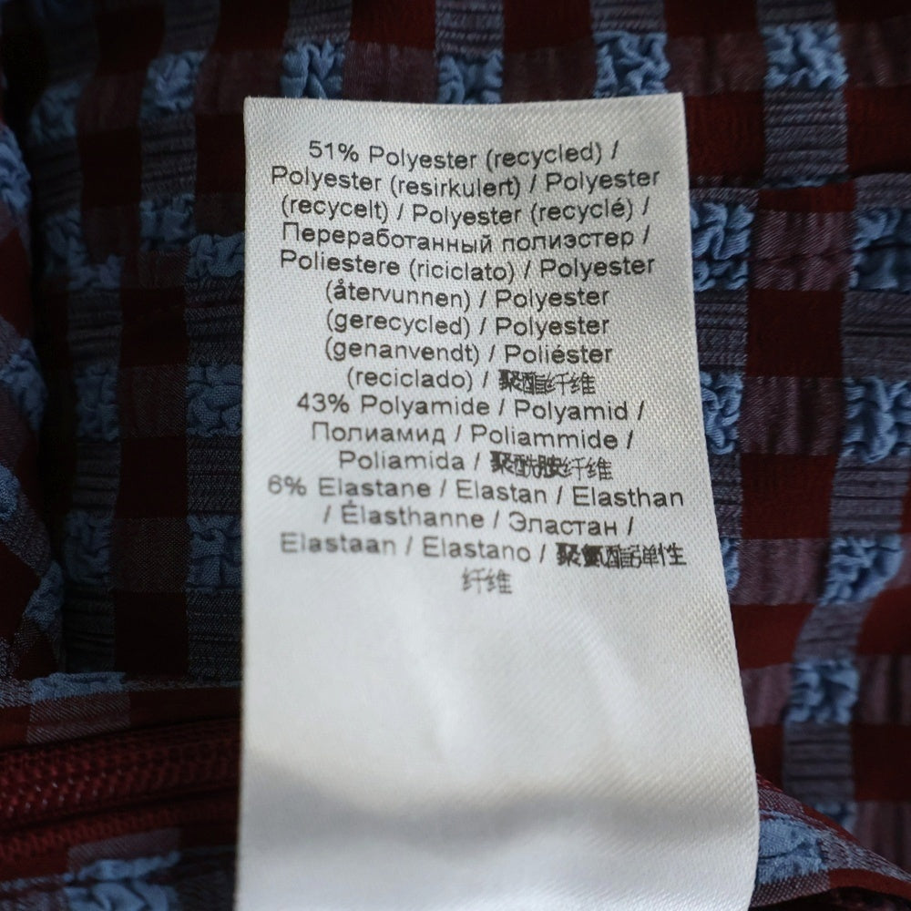 GANNI(ガニー) Gingham Check Pants ギンガムチェック サイドジップ シアサッカー パンツ レディース ブルー/レッド