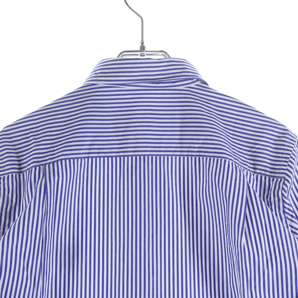 PLAY COMME des GARCONS(プレイコムデギャルソン) AD2023 フロントロゴワッペン ストライプ長袖シャツ ブルー AZ-B017
