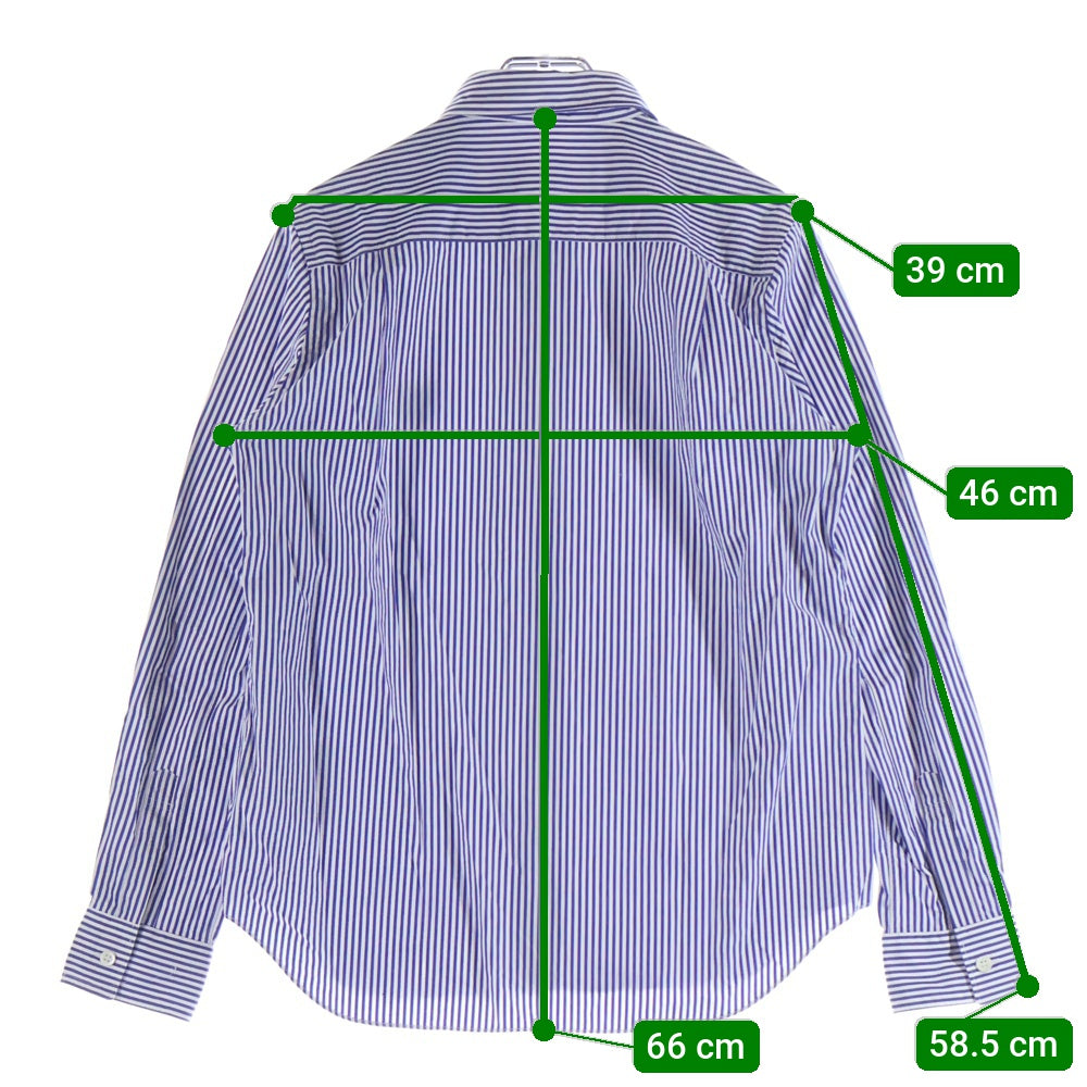 PLAY COMME des GARCONS(プレイコムデギャルソン) AD2023 フロントロゴワッペン ストライプ長袖シャツ ブルー AZ-B017