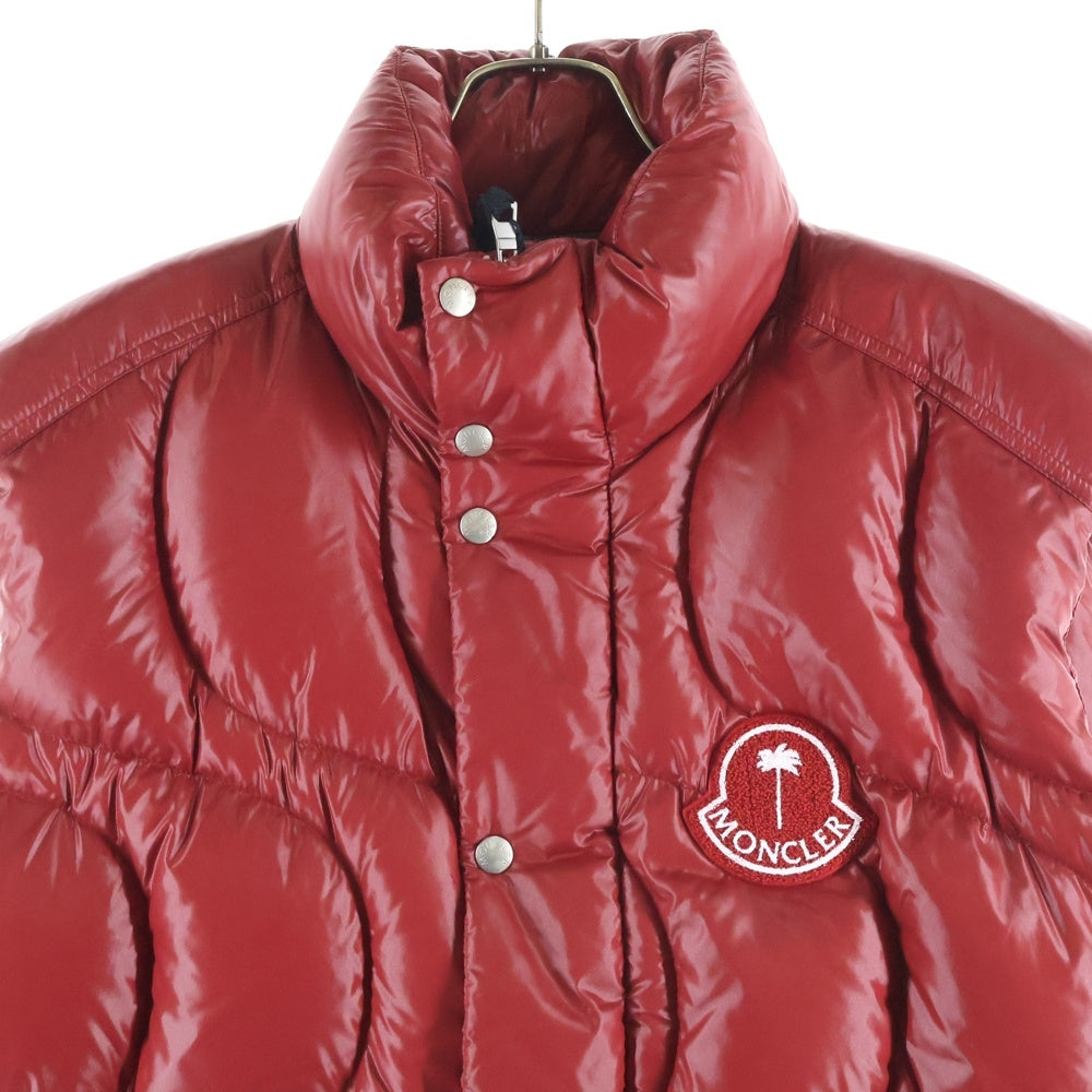 MONCLER(モンクレール) 24AW ×PALM ANGELS GWENYTH パームエンジェルス グウェニス ロゴデザイン ジップアップ ダウンベスト レッド J209L1A00016 M4441