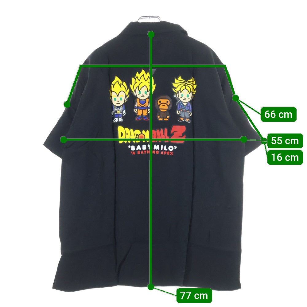 A BATHING APE(アベイシングエイプ) ×DRAGON BALL SUPE ドラゴンボールスーパー バックロゴデザイン 開襟 半袖シャツ ブラック 2G23131911