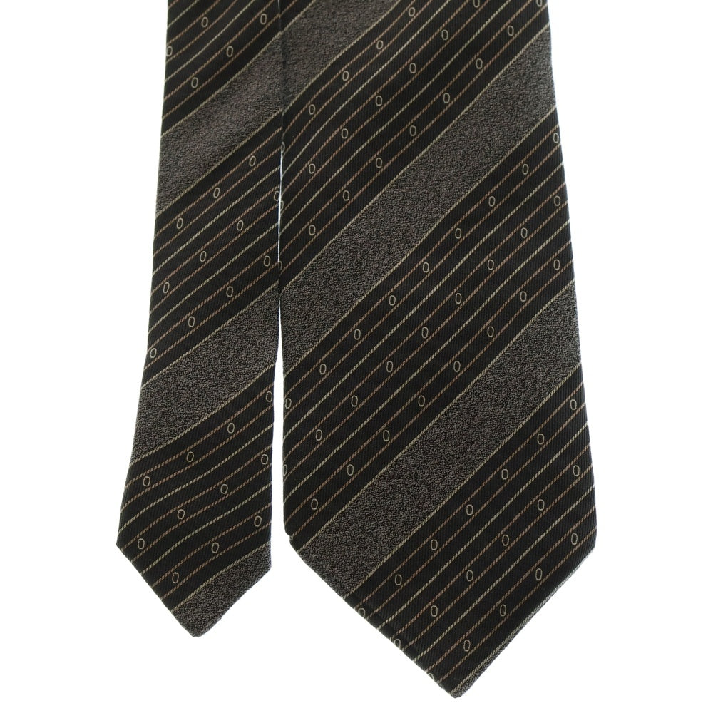 GIORGIO ARMANI(ジョルジオアルマーニ) ストライプ シルク ネクタイ グレー/ブラック