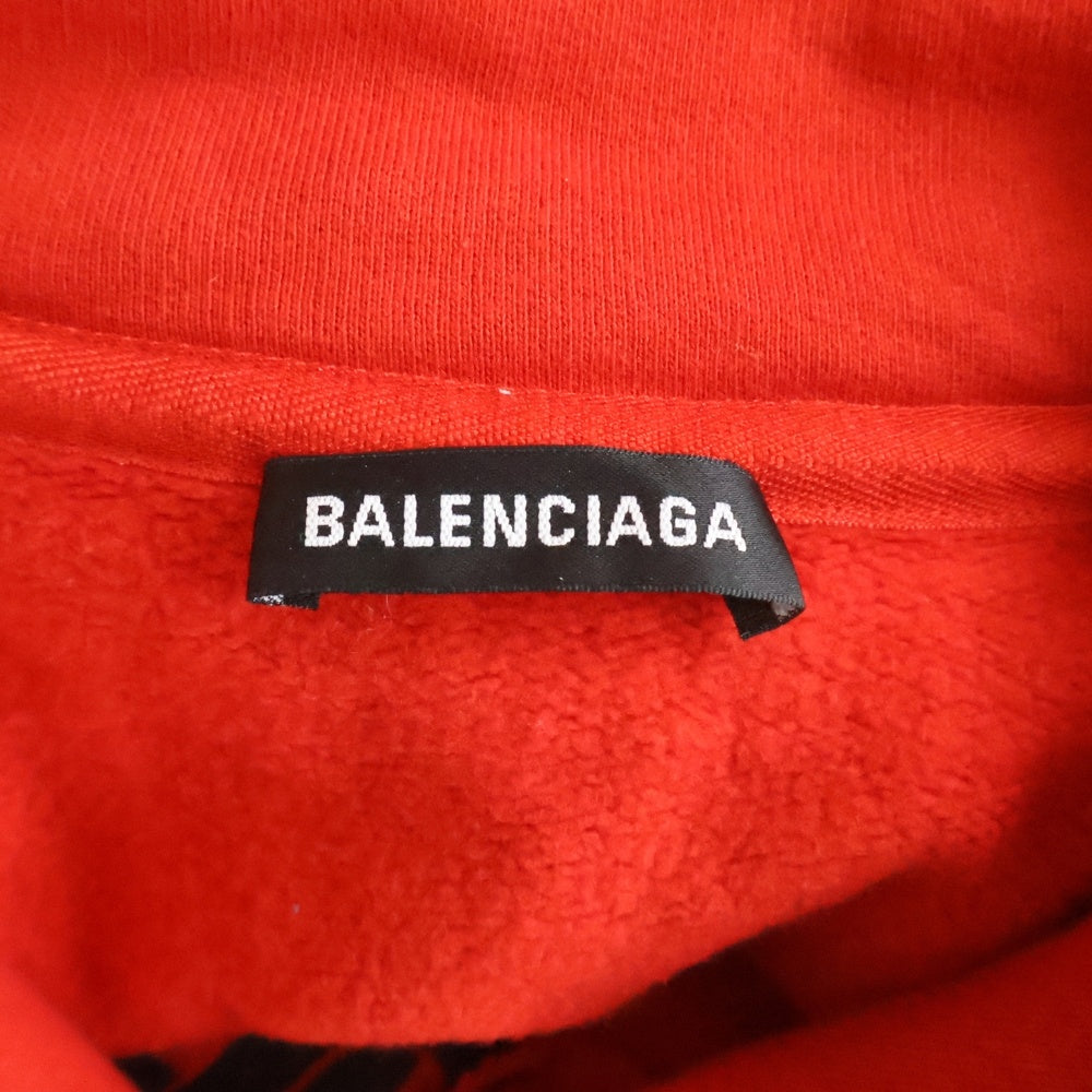 BALENCIAGA(バレンシアガ) 19AW RIVE GAUCHE HALF ZIP SWEAT リヴゴーシュ エンブロイダリーデザイン ハーフジップスウェット トレーナー レッド 583138 TFV39