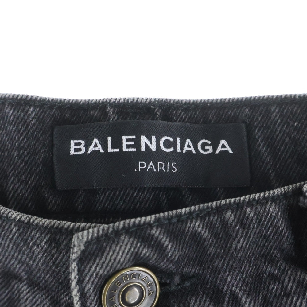 BALENCIAGA(バレンシアガ) サイドラインデザイン マルチポケット ボタンフライ デニムパンツ ブラック 460794 TUE21