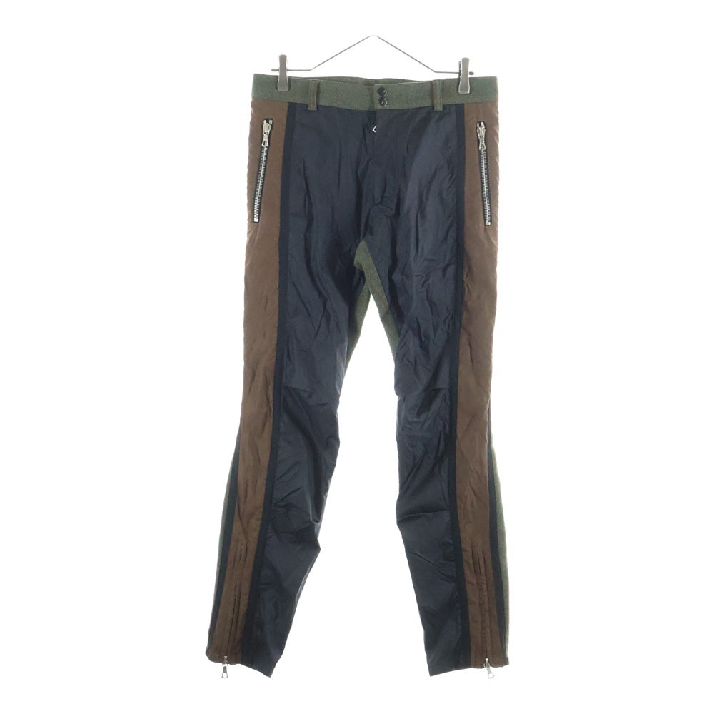 DRIES VAN NOTEN(ドリスヴァンノッテン) チェック柄切り替え マルチポケット ジップアップ ナイロンパンツ マルチカラー