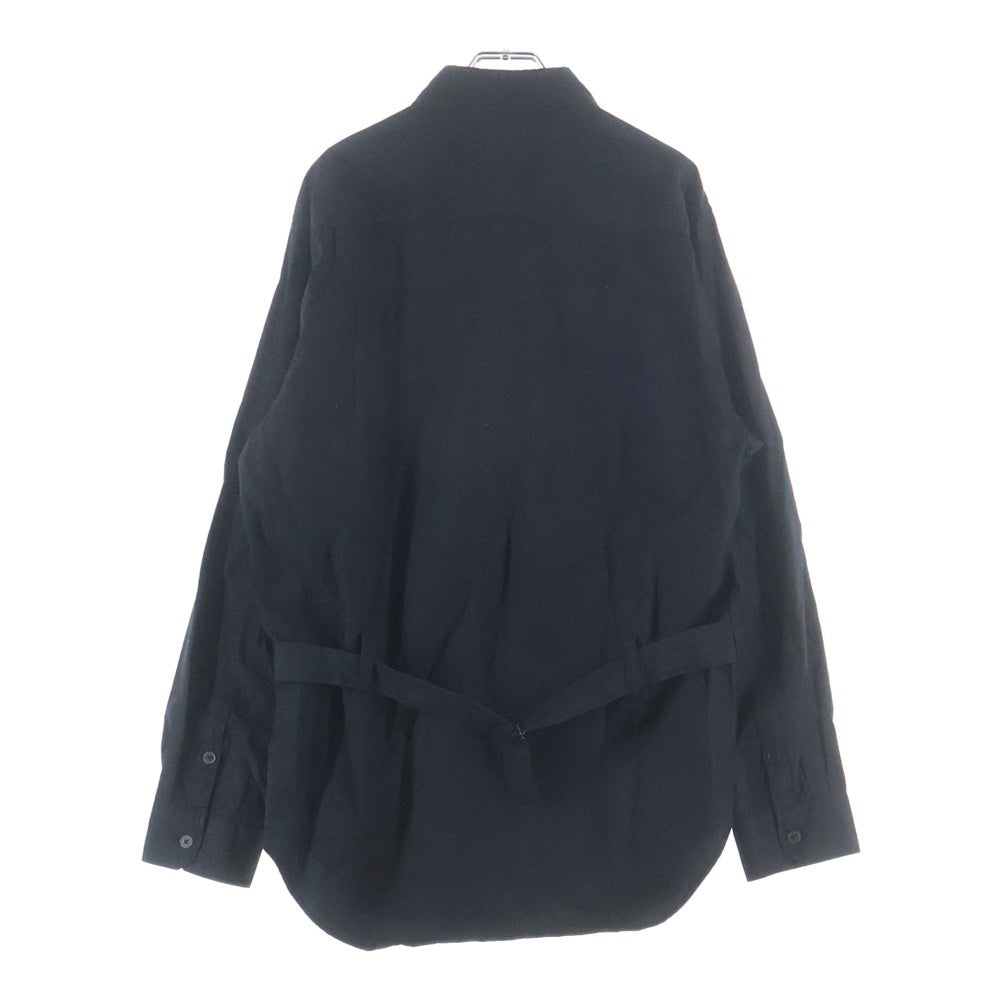 Yohji Yamamoto POUR HOMME(ヨウジヤマモト プールオム) 19AW ウエストベルト付き 襟レイヤード レギュラーカラー ブロードシャツ ブラック HC-B17-004