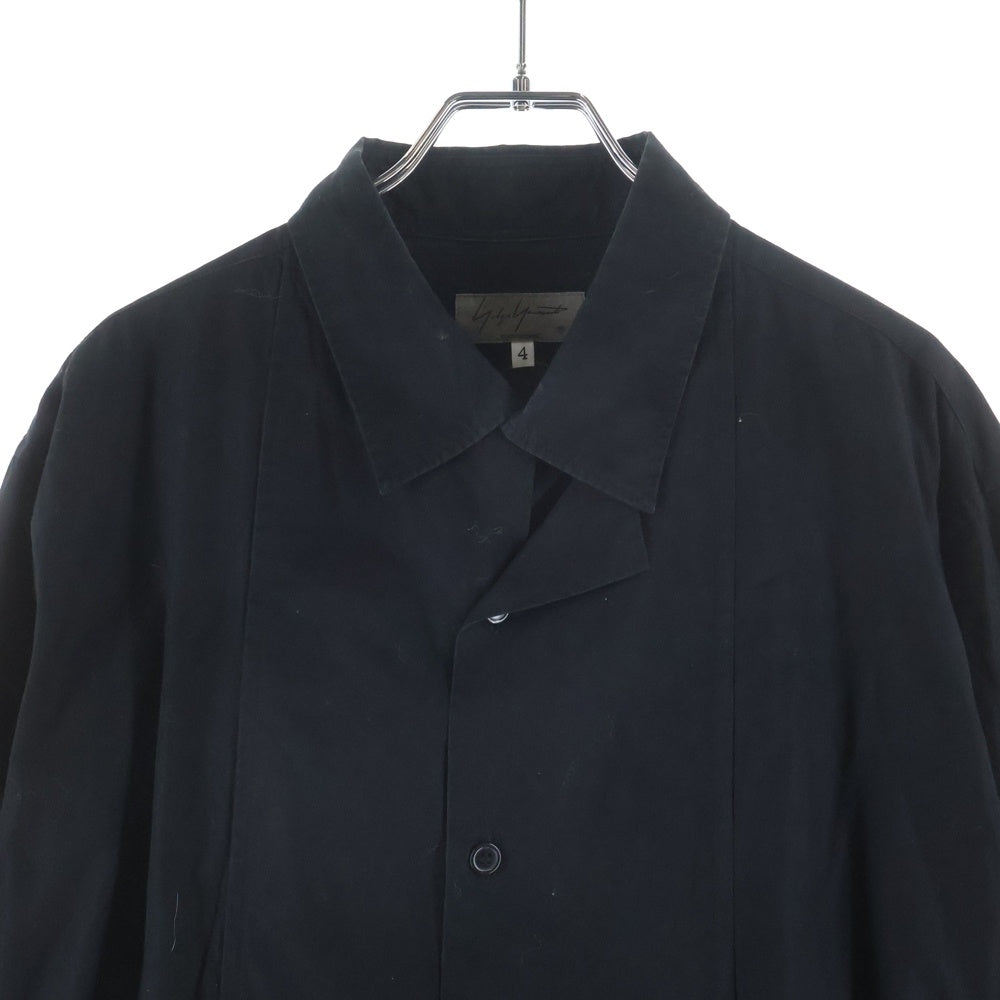 Yohji Yamamoto POUR HOMME(ヨウジヤマモト プールオム) 19AW ウエストベルト付き 襟レイヤード レギュラーカラー ブロードシャツ ブラック HC-B17-004