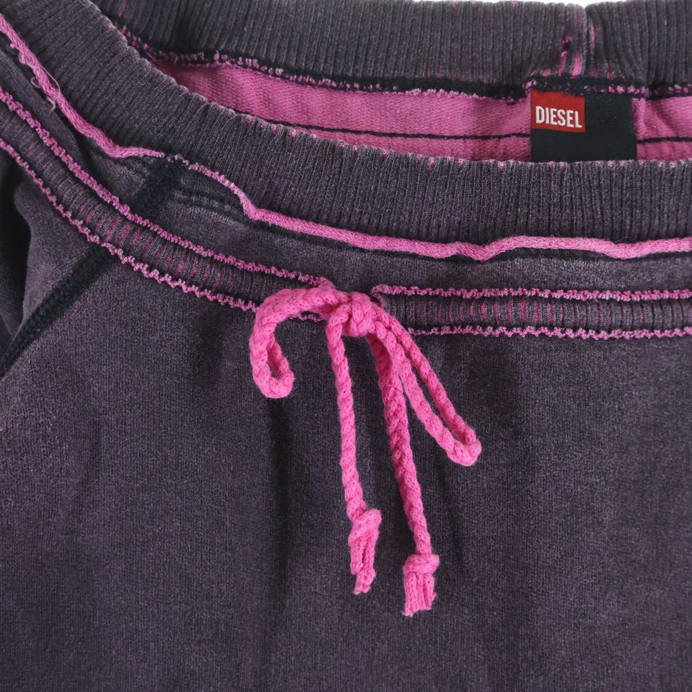 DIESEL(ディーゼル) 90-00S フロント刺繍 オフショルダーデザイン スウェット 長袖トップス ピンク レディース