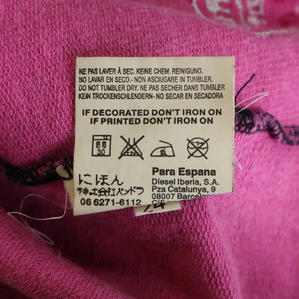DIESEL(ディーゼル) 90-00S フロント刺繍 オフショルダーデザイン スウェット 長袖トップス ピンク レディース