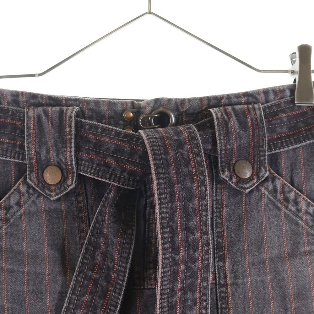 DIESEL(ディーゼル) 00S 切替デザイン ストライプ デニムスカート ブラウン/レッド レディース