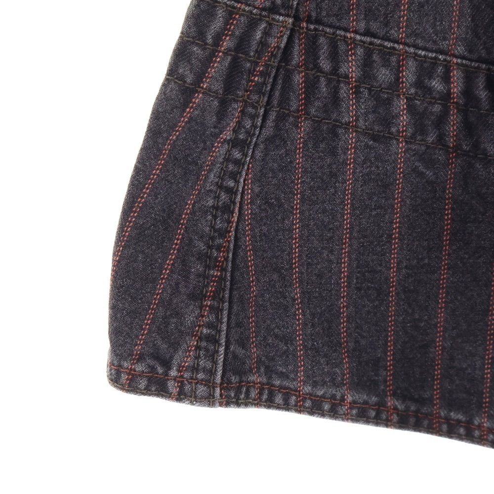 DIESEL(ディーゼル) 00S 切替デザイン ストライプ デニムスカート ブラウン/レッド レディース