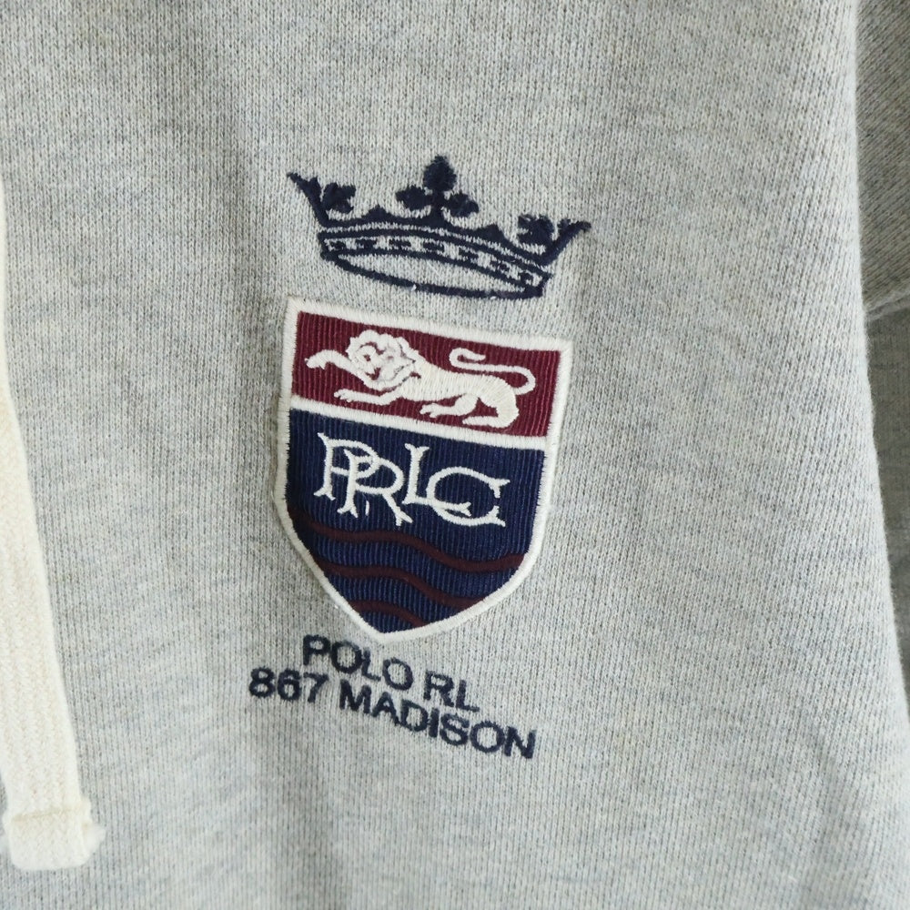 POLO RALPH LAUREN(ポロラルフローレン) 90-00S ナンバリング エンブレム刺繍 ヘンリーネック スウェット プルオーバーパーカー グレー