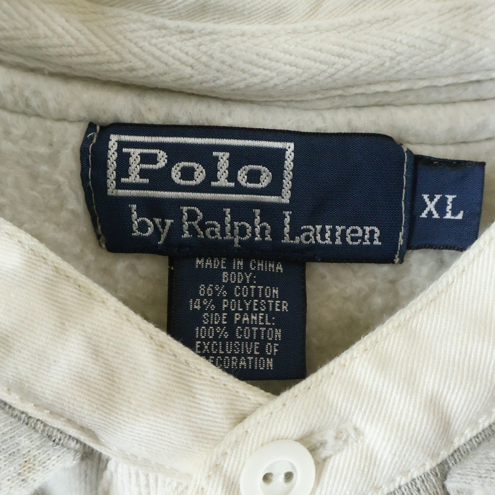 POLO RALPH LAUREN(ポロラルフローレン) 90-00S ナンバリング エンブレム刺繍 ヘンリーネック スウェット プルオーバーパーカー グレー