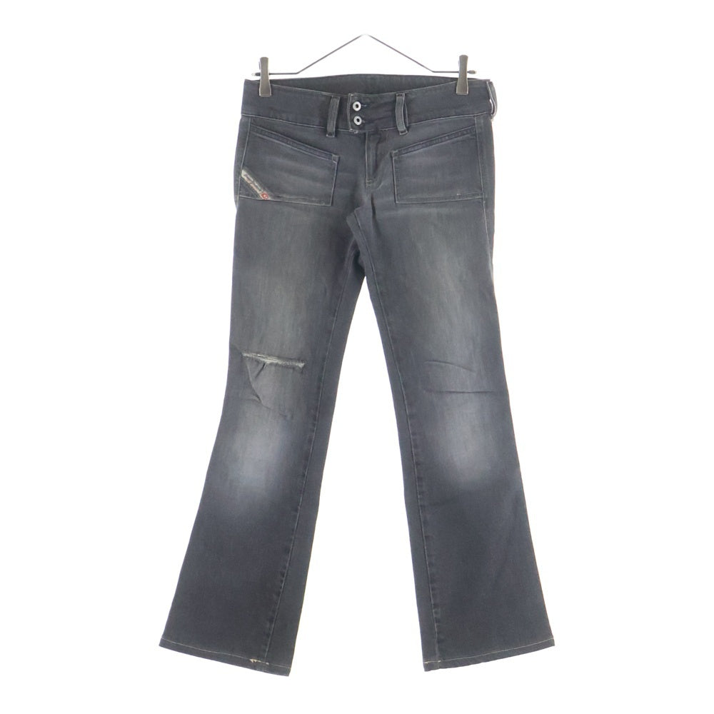DIESEL INDUSTRY(ディーゼルインダストリー) 00S イタリア製 タタキポケット デニム セミフレアパンツ ブラック レディース