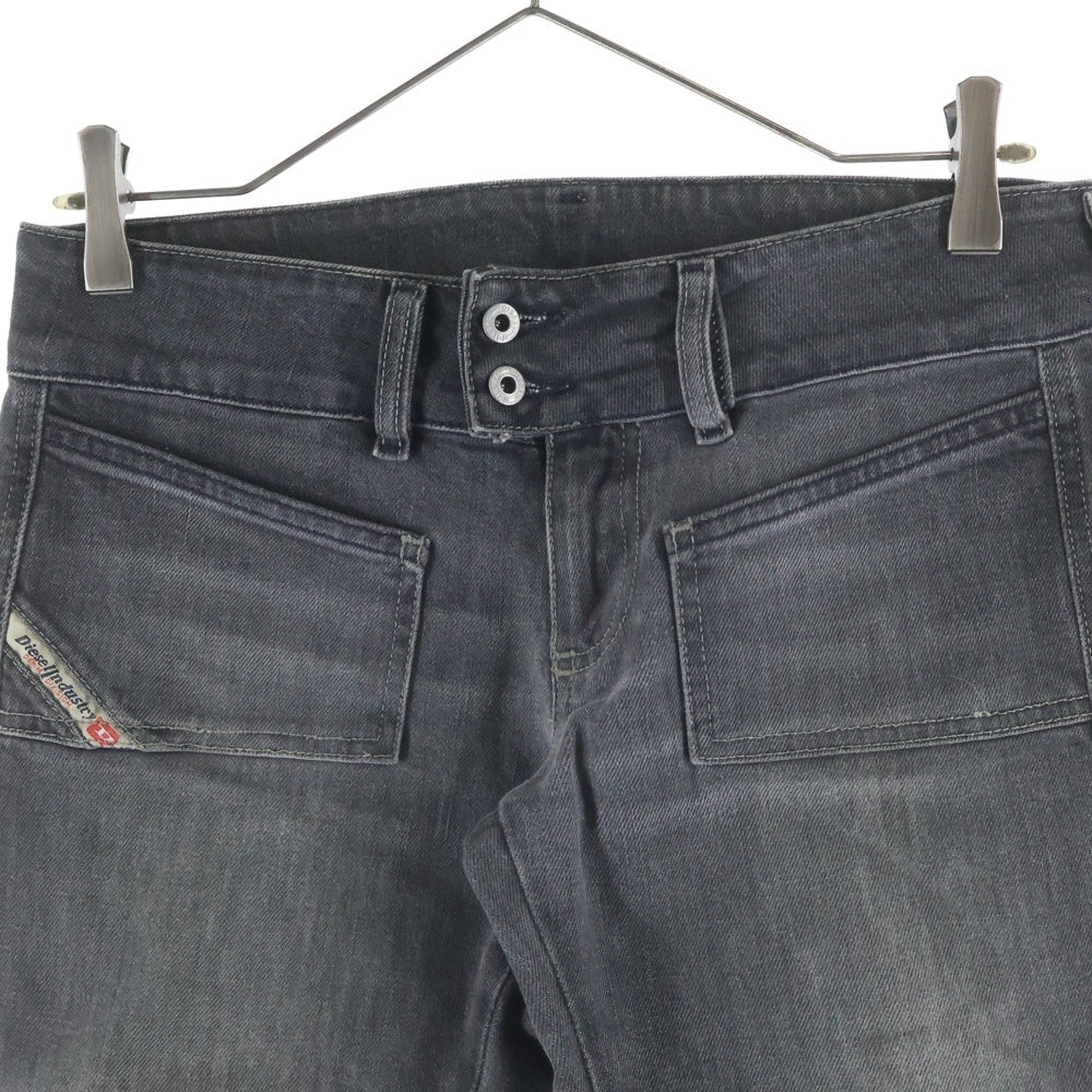 DIESEL INDUSTRY(ディーゼルインダストリー) 00S イタリア製 タタキポケット デニム セミフレアパンツ ブラック レディース