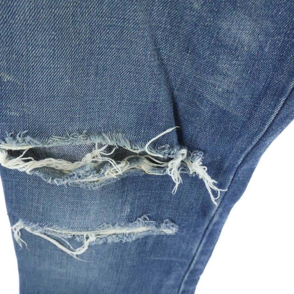 DIESEL INDUSTRY(ディーゼルインダストリー) 00S イタリア製 ダメージ加工 デニム セミフレアパンツ インディゴ レディース