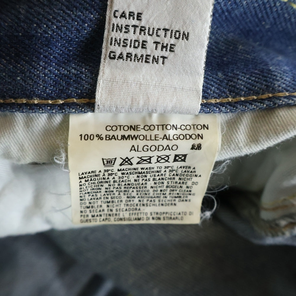 DIESEL INDUSTRY(ディーゼルインダストリー) 00S イタリア製 ダメージ加工 デニム セミフレアパンツ インディゴ レディース