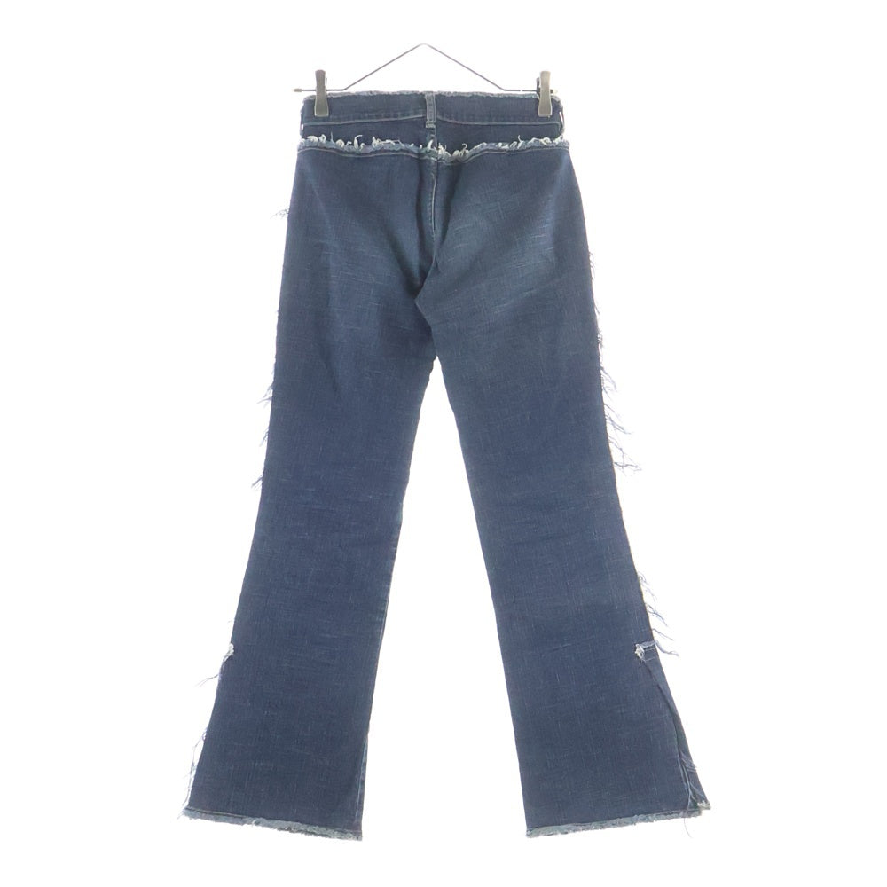 DIESEL INDUSTRY(ディーゼルインダストリー) 00S イタリア製 カットオフデザイン ボタンフライ ローライズ デニムフレアパンツ インディゴ レディース