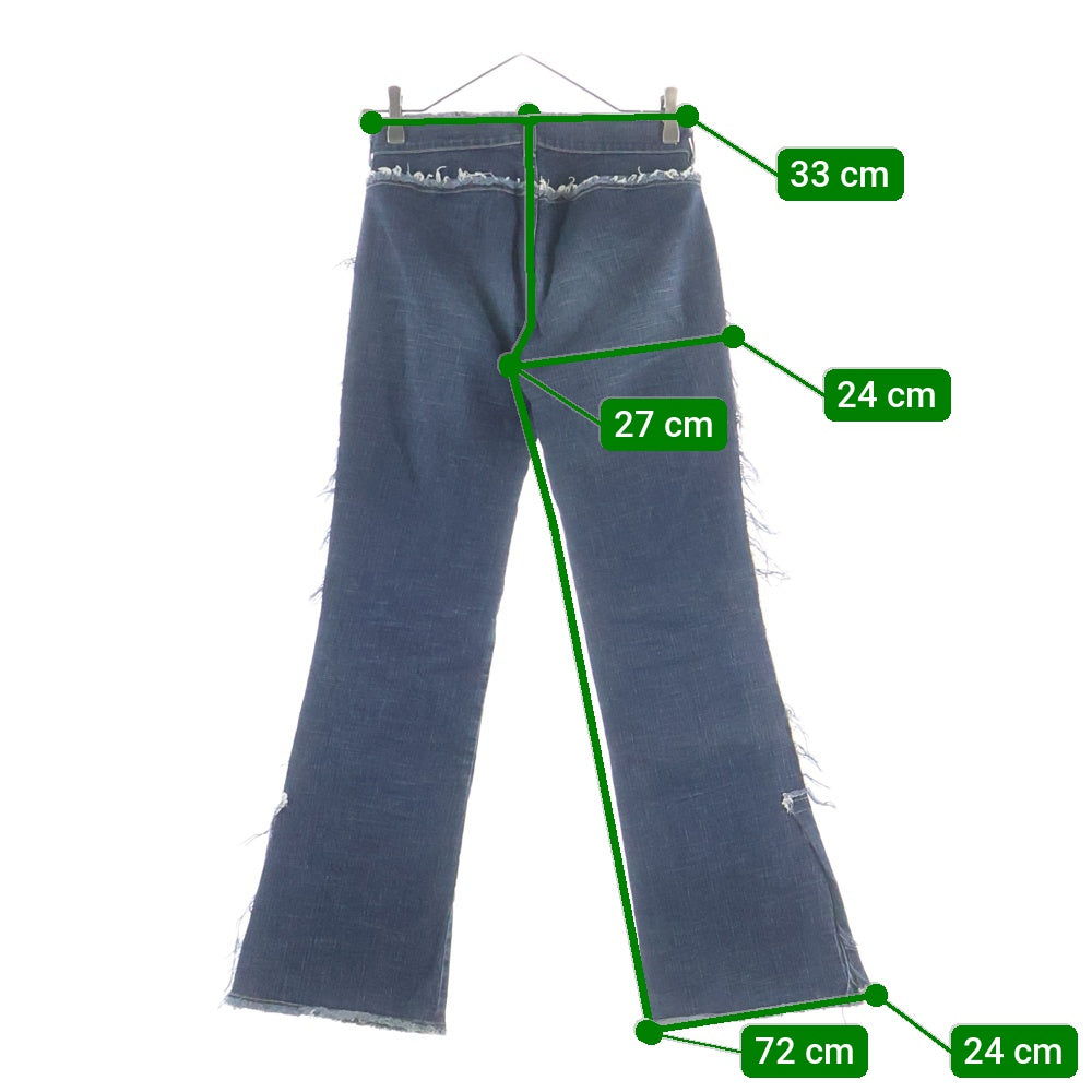 DIESEL INDUSTRY(ディーゼルインダストリー) 00S イタリア製 カットオフデザイン ボタンフライ ローライズ デニムフレアパンツ インディゴ レディース